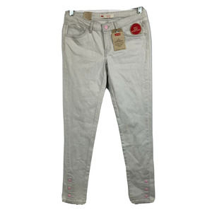 NWT Levis Jeans Girls 14 Gray Super Skinny 710 Ankle ‎ Stretch Adjustable Waist